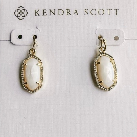 Kendra Scott Lee Gold Ivory Pearl Drop Earrings New - Picture 3 of 8